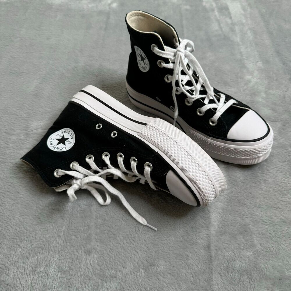 Converse Black and White High Top Sneakers - Picture 2 of 10